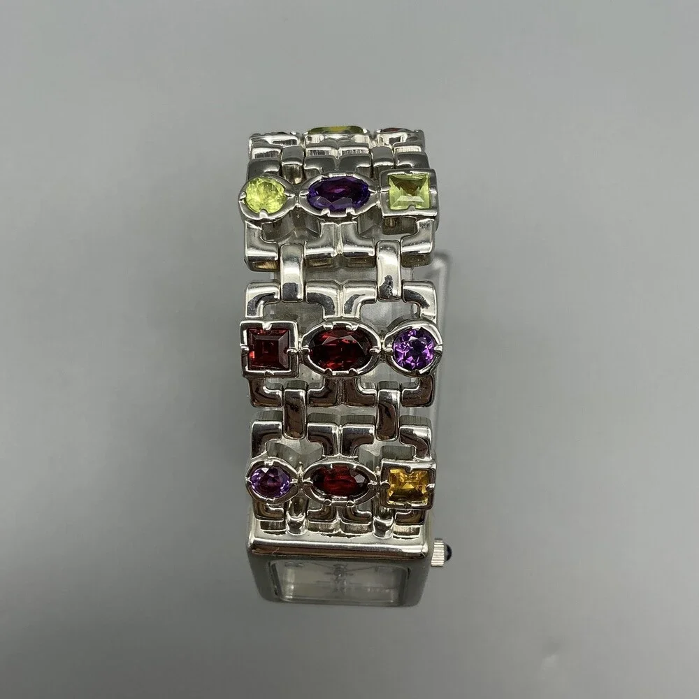 Marcel Drucker Womens Watch 22mm MOP Dial Silver Tone Crystals New Battery 8